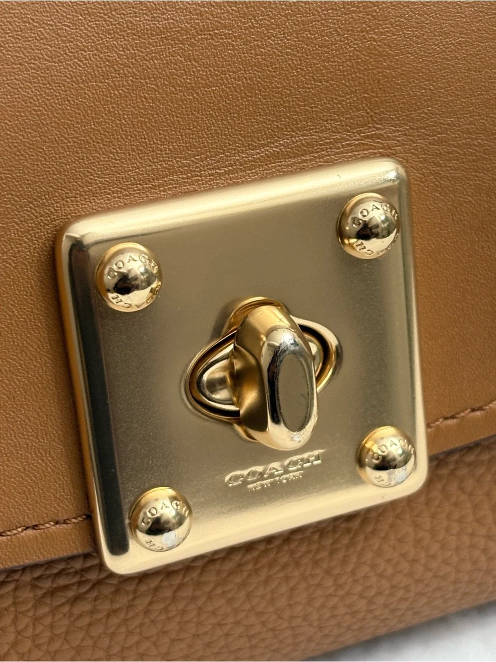 COACH DRIFTER LEATHER & SUEDE SATCHEL HANDBAG- Saddle & Camel- Turn Lock